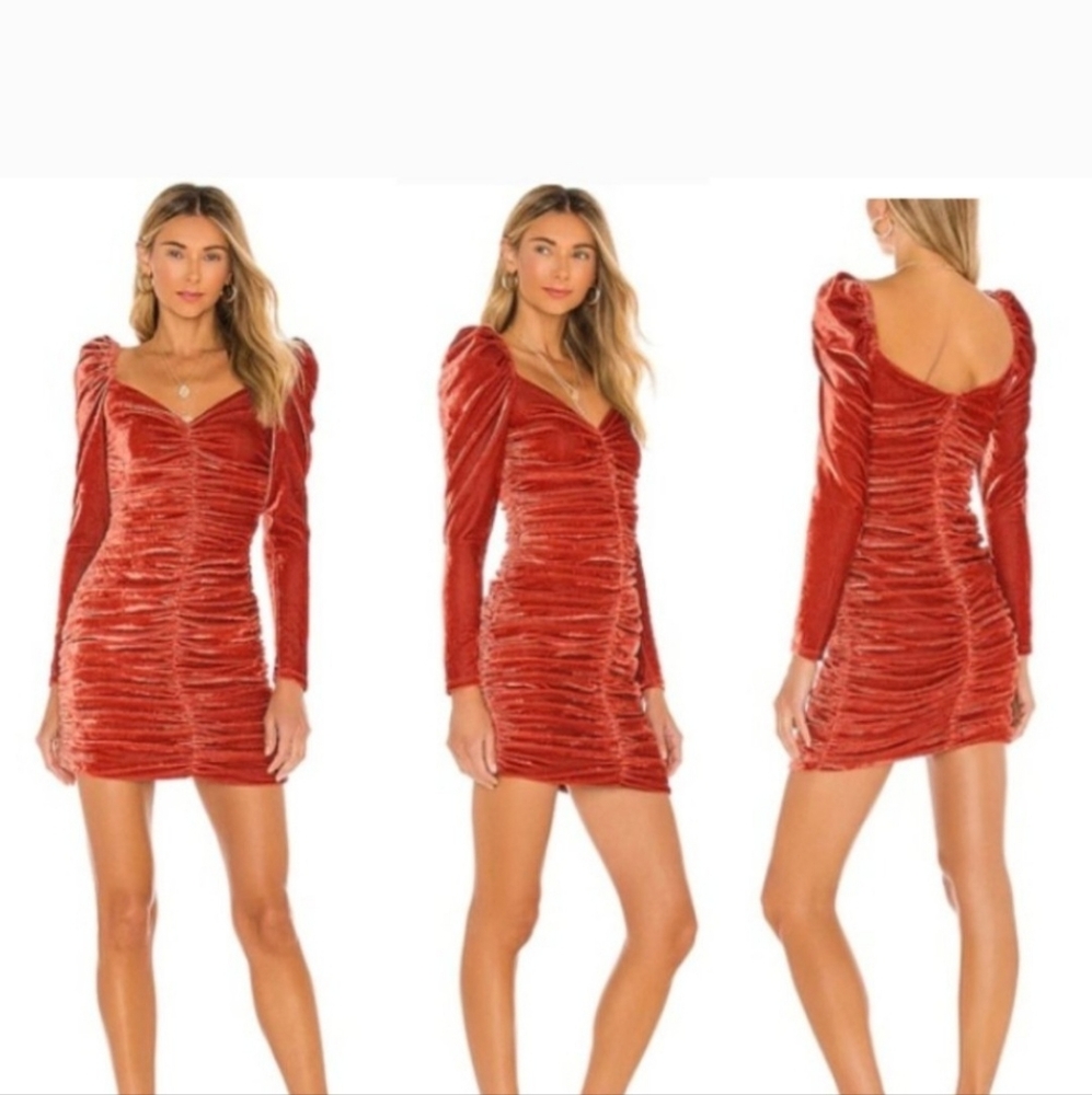 Burnt Orange Velvet Dress From Revolve